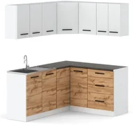 Meble kuchenne - Meble Kuchenne Narożne Modułowe Zestaw Danka Nowoczesny Biały Mat Dąb Wotan - miniaturka - grafika 1