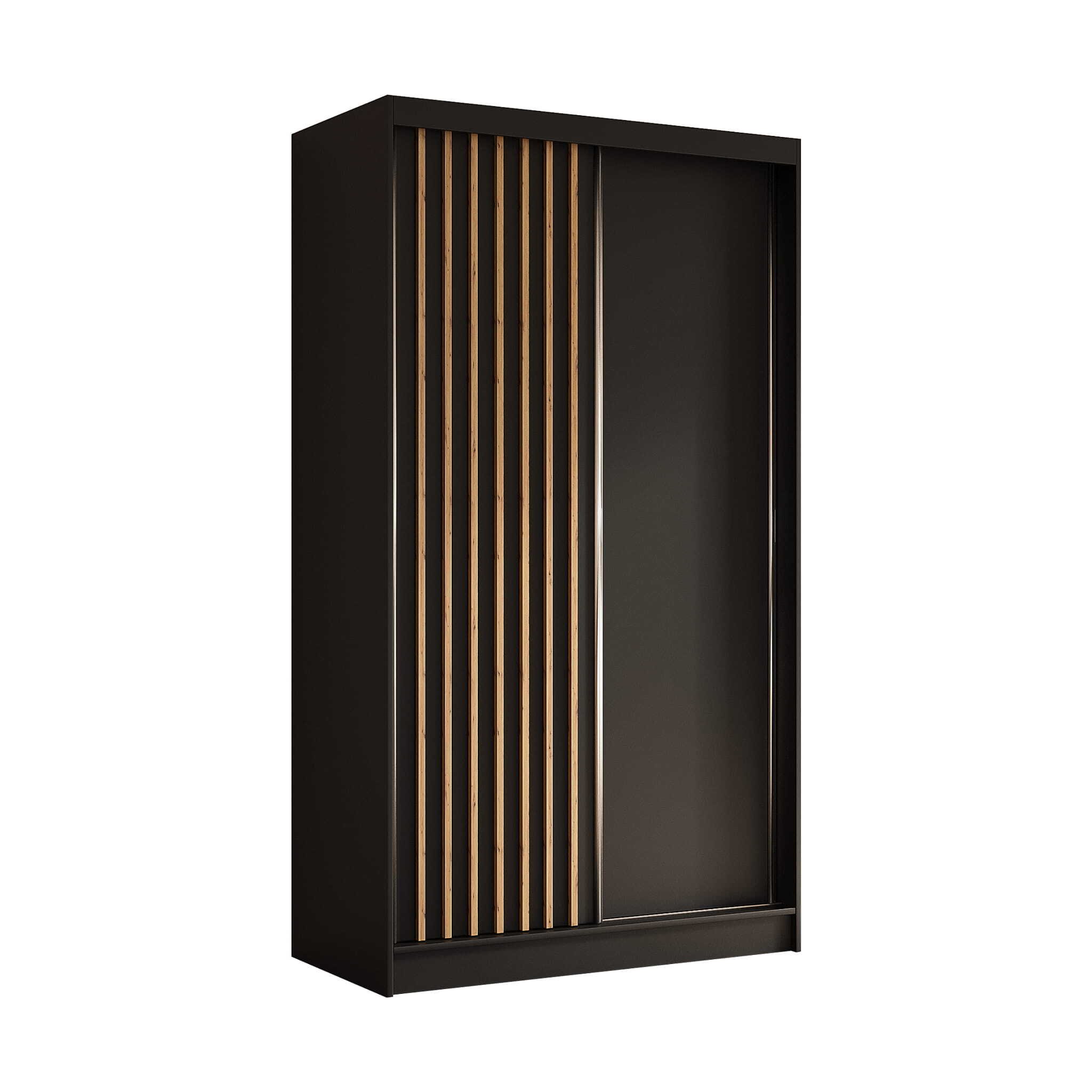 AGMAT szafa z drzwiami przesuwnymi Nevada, szafa z 2 drzwiami, nowoczesna szafa w kolorze: czarny, szafa w rozmiarze: 120 x 216 x 61 cm