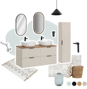 Zestaw meblowy 60cm z blatem i umywalką nablatową Smile - Meble łazienkowe - miniaturka - grafika 1