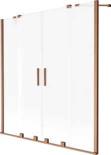 Mexen Velar Duo parawan nawannowy 2-skrzydłowy rozsuwany 150 x 150 cm, szron, miedź szczotkowana - 896-150-000-32-65 - Parawany nawannowe - miniaturka - grafika 1