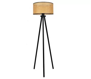 Lampa stojąca Roller rattan, trójnóg beżowa/czarna - Lampy stojące - miniaturka - grafika 1
