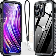 Etui i futerały do telefonów - Etui do iPhone 14 Pro wodoodporne pancerne 360 Case Hybrid ochrona aparatu obiektywów IP68 Waterproof czarne - miniaturka - grafika 1
