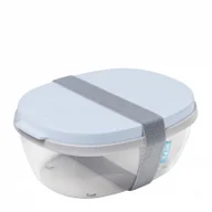 Lunch boxy - Mepal Mepal Ellipse Saladbox Nordic Blue 1,9 L Błękitny Lunch Box Plastikowy Dwukomorowy Z Pojemnikiem Na Sos - miniaturka - grafika 1