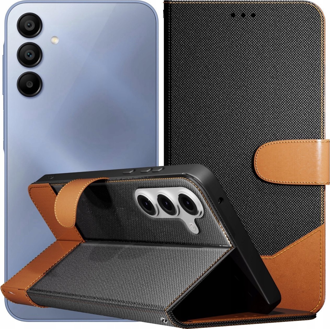 Etui z Klapką Do Samsung Galaxy A15 4G / 5G Jeans, Skórzane Szkło 9H