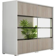 Szafy - Szafa Przesuwna 200 z Lustrem A9 Skąpski Meble Czekolada, Grafit, 215 Cm, Biały - miniaturka - grafika 1