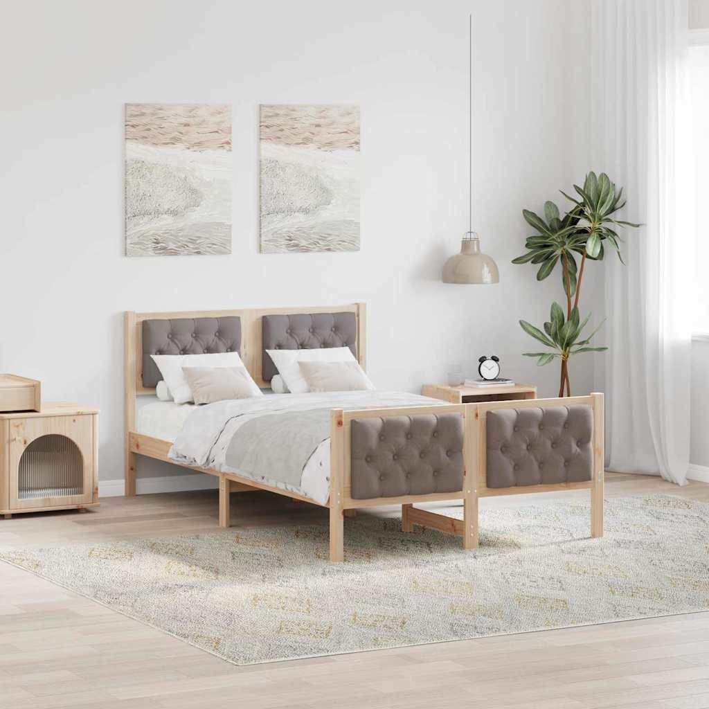 vidaXL Ramka łóżka ciemnoszary 135 x 190 cm lite drewno sosnowe