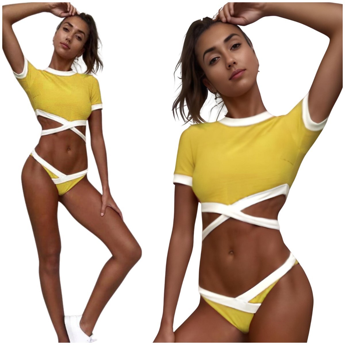 Strój Kąpielowy Plażowy Dwuczęściowy Lamówka Damski Kostium Bikini Stringi Strój Kąpielowy Dwuczęściowy Kostium Plażowy Damski Lamówka Stringi Bikini