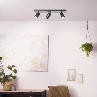 Brilliant Reflektor sufitowy Jello, długość 50 cm, czarny, 3-punktowy, metalowy - Lampy sufitowe - miniaturka - grafika 1