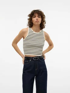 Vero Moda Top "Ginny" w kolorze kremowo-czarnym - Koszulki i topy damskie - miniaturka - grafika 1