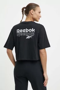 Koszulki sportowe damskie - Reebok t-shirt bawełniany damski kolor czarny 100075953 - grafika 1