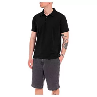 Koszule męskie - Replay M6454 męska koszula polo, 098 czarna, M, 098 BLACK, M - grafika 1