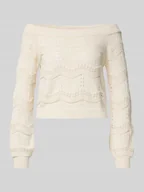 Swetry damskie - Sweter krótki z dzianiny z mieszanki bawełny model ‘VILDA LIFE’ - miniaturka - grafika 1