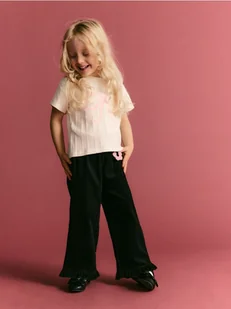 Reserved - Sztruksowe spodnie z zawieszką - czarny - Spodnie i spodenki dla dziewczynek - miniaturka - grafika 1