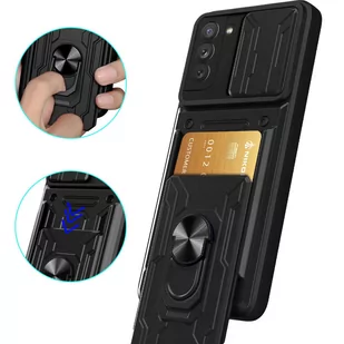 Etui Alogy Camshield Ring Wallet Case z osłonką na aparat i portfelem do Samsung Galaxy S21 FE Black + Szkło - Portfele - miniaturka - grafika 3