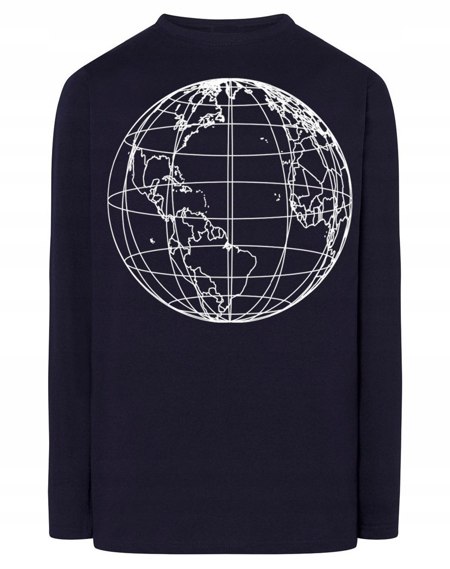 Longsleeve męski nadruk kula globus Ziemia r.L