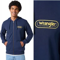Bluzy męskie - Wrangler ZIP THRU HOODIE Navy GRANATOWA ROZPINANA BLUZA Z KAPTUREM S - miniaturka - grafika 1