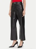 Spodnie damskie - Morgan Spodnie z imitacji skóry 242-PCHOU Czarny Wide Leg - miniaturka - grafika 1