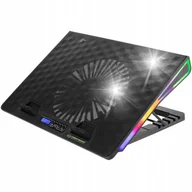 Podkładki chłodzące pod laptopa - PODKŁADKA PODSTAWKA CHŁODZACA DO POD LAPTOPA REGULACJA WYSOKOŚCI LED - miniaturka - grafika 1