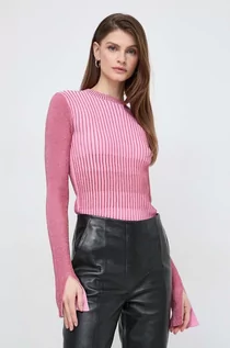 Swetry damskie - Patrizia Pepe sweter damski kolor różowy lekki - grafika 1