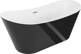 Mexen Montana wanna wolnostojąca 150 x 75 cm, biała/czarna, przelew złoty szczotkowany - 52011507575-55 - Wanny - miniaturka - grafika 1