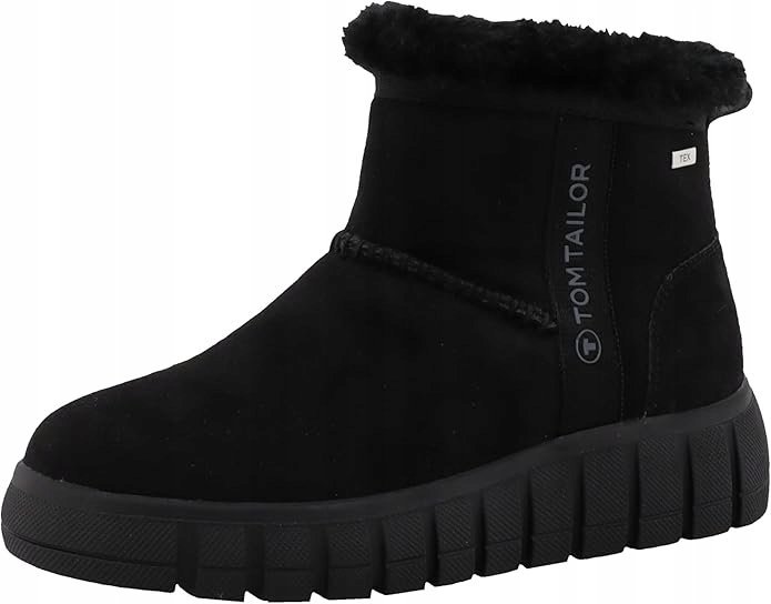 TOM TAILOR CZARNE ZAMSZOWE ŚNIEGOWCE Z FUTERKIEM 34 6AA