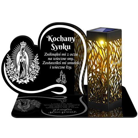 Znicz Solarny Led Wieczny Podstawka Na Cmentarz Grób Lampka Napis Serce 3d Dla Syna