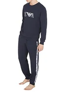 Bluzy męskie - Emporio Armani Underwear Męska bluza Iconic Terry Sweater, granatowa, L, morski, L - miniaturka - grafika 1