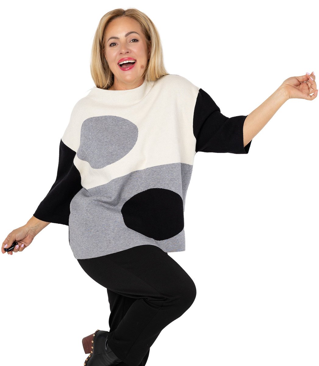 Elegancki sweter z półgolfem i geometrycznym wzorem DOT ART