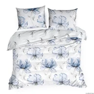 Pościel - Pościel satynowa SPRING 220x200 Eurofirany biała niebieskie duże kwiaty - miniaturka - grafika 1