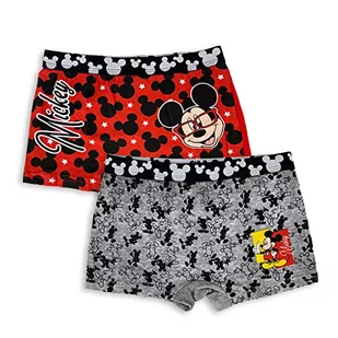 Mickey Disney, zestaw 2 szarych i czerwonych bokserów rozmiar 6/8 lat dla chłopców, Szary - Majtki męskie - miniaturka - grafika 1