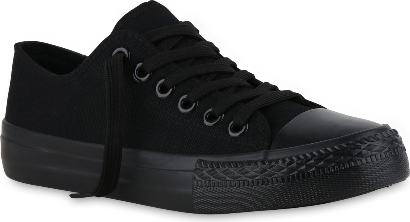 VAN HILL Damskie Trampki Niskie Sznurowane Wygodne Materiałowe Buty Casualowe 902295, Kolor: Czarny, Rozmiar: 41