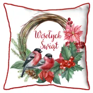 Poduszki dekoracyjne - Poduszka świąteczna 45 x 45 cm wieniec - miniaturka - grafika 1