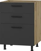 Szafki kuchenne - Szafka dolna z szufladami VENTO D3S-60/82 mechanizm Hettich front: antracyt - miniaturka - grafika 1