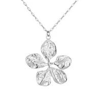 Naszyjniki - Srebrny naszyjnik damski duży kwiat na łańcuszku stal szlachetna - Manoki - miniaturka - grafika 1