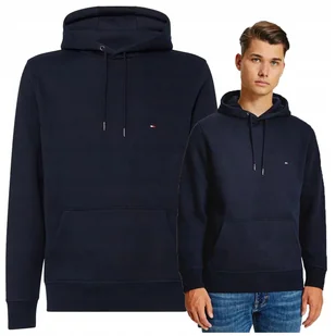 Tommy Hilfiger Granatowa Bluza z kapturem Męska Bawełniana Logo Ciepła r.S - Bluzy męskie - miniaturka - grafika 1