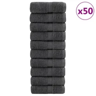 Ręczniki - vidaXL Ręczniki premium SOLUND, 50 szt., antracytowe, 15x21 cm - miniaturka - grafika 1