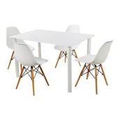 Stoły z krzesłami - Zestaw stół Lugano 120 biały i 4 krzesła Milano białe - miniaturka - grafika 1