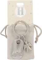 Koszulki i topy damskie - Depesche 11800-009 Srebrny brelok do kluczy z literą H i aniołem stróżem, stop cynku, w zestawie z kolorowym aksamitnym etui - miniaturka - grafika 1