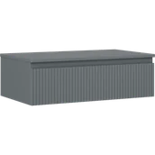 Szafki łazienkowe - Mexen Rivel szafka łazienkowa podumywalkowa 80 cm z blatem, 1 szuflada, ryflowana , grafit mat - 91A20-08023-1-BFC66 - miniaturka - grafika 1