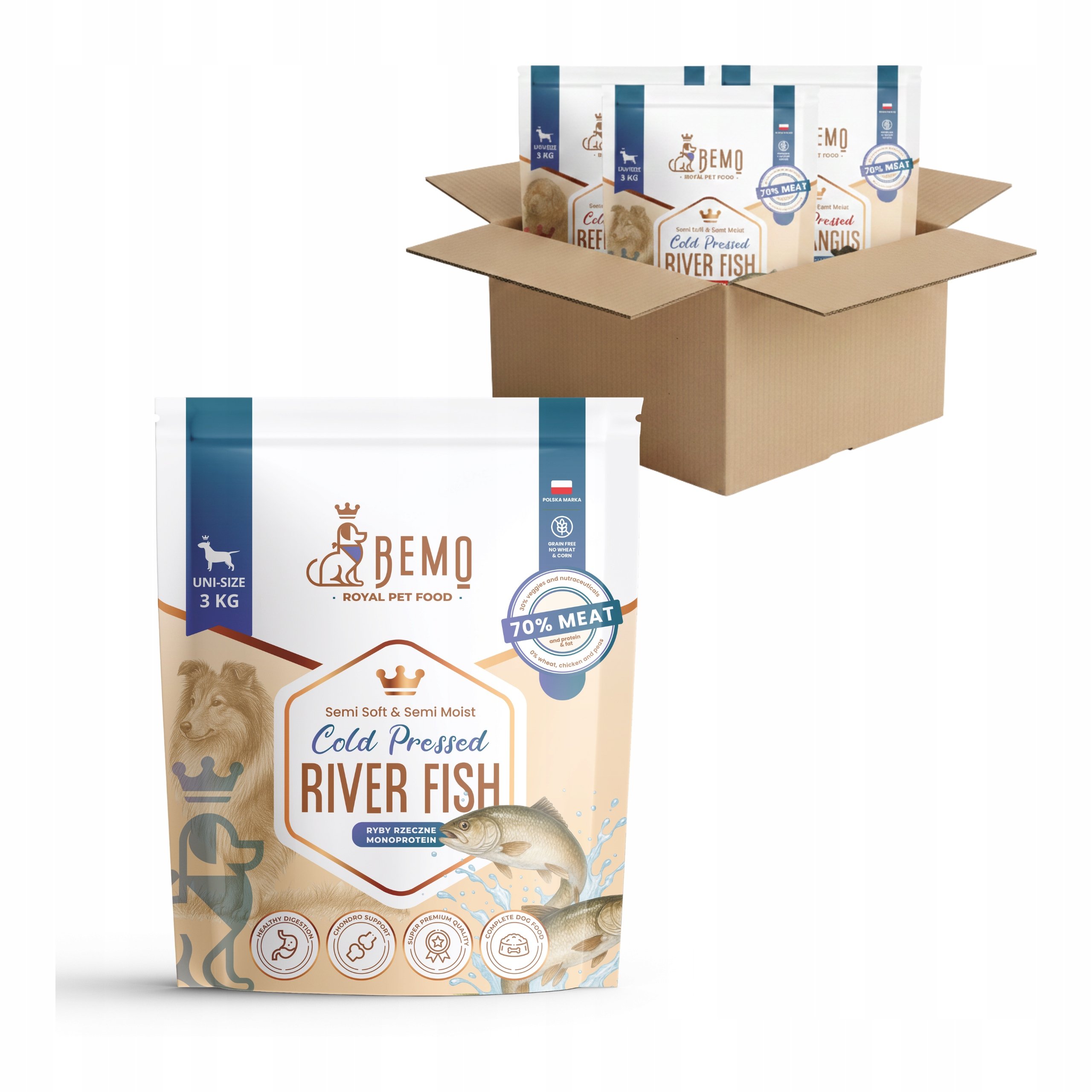 Karma półwilgotna dla psa Bemo Cold Pressed River Fish 9 kg z rybą rzeczną