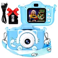 Aparaty Cyfrowe - Aparat Cyfrowy Dla Dzieci Fotograficzny Kamera + Karta 32 Gb Niebieski - miniaturka - grafika 1