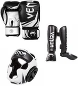Pozostałe akcesoria do sportów walki - Venum Zestaw Do Mma Challenger Rękawice Bokserskie Kask Ochraniacze Piszczeli Black/White - miniaturka - grafika 1
