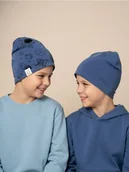 Czapki dla dzieci - Sinsay - Bawełniany czapki z motywem kosmicznym 2 pack - niebieski - miniaturka - grafika 1