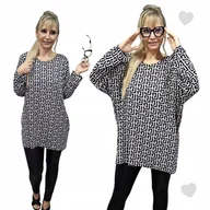 Bluzki damskie - ELEGANCKA BLUZKA TUNIKA grecki wzór stylowa WISKOZA luźna 54 56 7XL - miniaturka - grafika 1