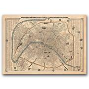 Plakaty - Plakat vintage Stara mapa Paryża A3 40x30 cm - miniaturka - grafika 1
