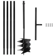 Grabie i motyki - vidaXL Świder glebowy z uchwytem 250 mm przedłużany 4 m stal 3059406 - miniaturka - grafika 1