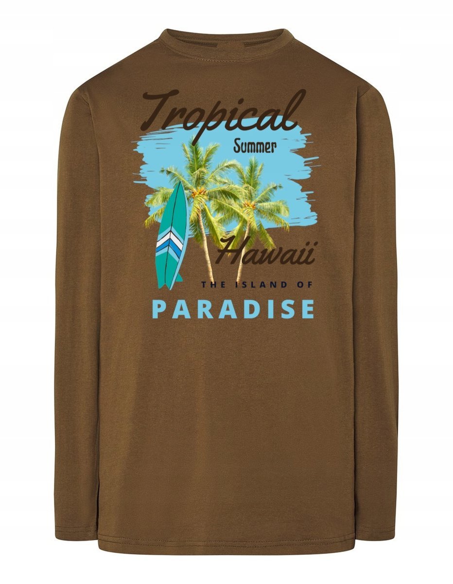 Longsleeve męski nadruk HAWAJE TROPIKI r.S