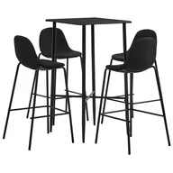 Stoły z krzesłami - shumee 5 częściowy zestaw mebli barowych tkanina czarny - miniaturka - grafika 1