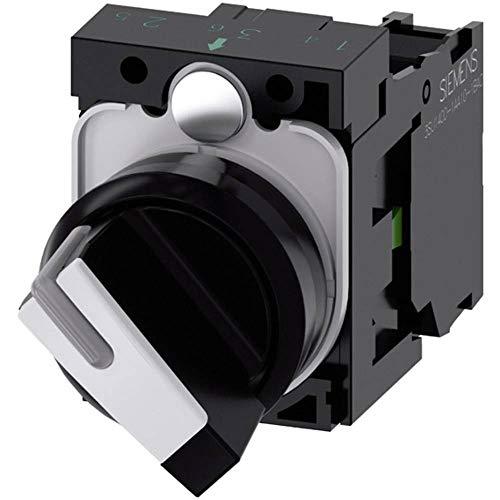Siemens Przełącznik z możliwością podśw 22mm okrągły tworzywo czarny/biały kr pióro 2 poz o-i 3SU1100-2BF60-1BA0 3SU1100-2BF60-1BA0