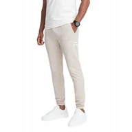 Dresy męskie - Męskie spodnie dresowe z dzianiny jasnobeżowe V1 OM-PASK-0211 XXL - miniaturka - grafika 1